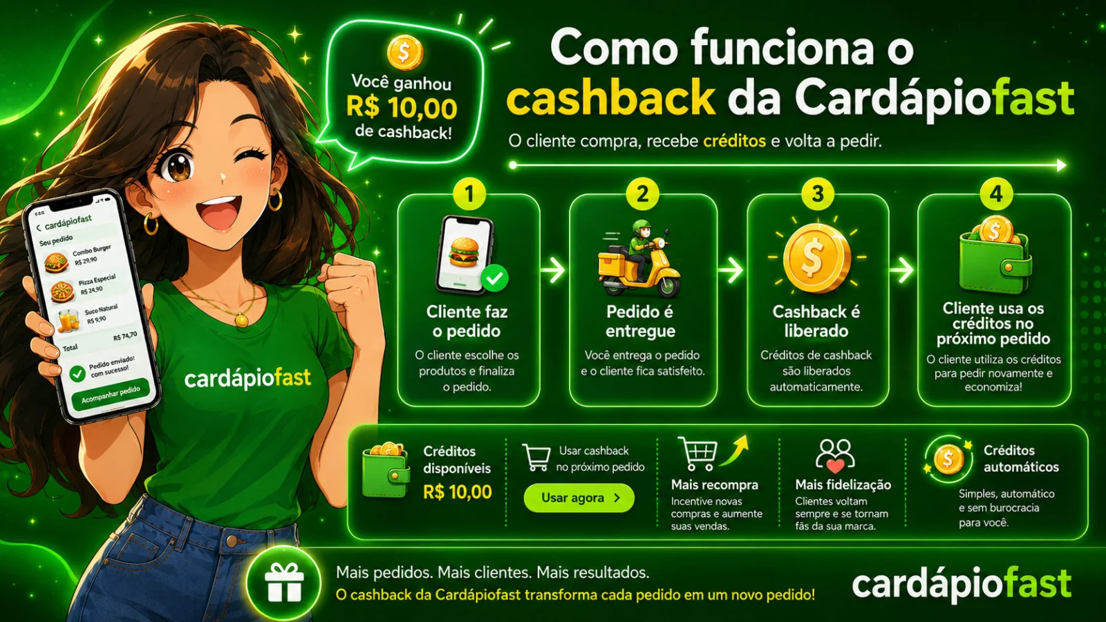 Como funciona o cashback da Cardápiofast